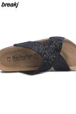 2023 Summer Cross Cork Slipper New Fashion Women Casual Beach Slip on Outside Non-slip Slides
