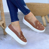 2022New Women Spring Autumn Shallow Flower Big Size Shoes Nubuck Flat Heels Casual Breathable Wearable Slip on