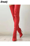 Women Over The Knee Boots Female Zip Sexy Black Long Boots Woman Thin Heel Ladies Pointed Toe Party Boots Women's Autumn
