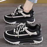 Breakj Old Dad Shoes Women 2025 Autumn New Hong Kong-Style Sports Shoes Daily Commute Black And White Casual
