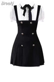 Mini Fake Two Dress Puff Sleeve 2023 Summer French Elegant Short Party Dress Woman Casual Korea Fashion Vintage Dress