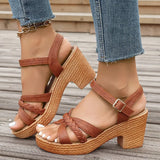 Breakj Coarse-Heeled Sandals Women 2024 Summer New Large-Size Buckle With High Heel Fashion