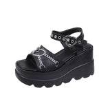 Platform Women Sandals Gothic Lolita Kawaii Girls Luxury Trend Rock Casual Beach Flats Pink Black Free Shipping 2023