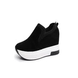 Platform Wedges Casual Female Sneakers 2022 Women Comfortable Shallow Rubber Vulcanize Shoes Black Autumn Loafers 10cm