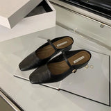 Breakj Temperament Silver Flat Head Single Shoes New Coarse Bag Head Half Slippers Women Wear French Evening Evening Women's