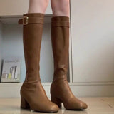 Breakj Brown Square Head With Long Boots Woman 2025 New Autumn But Knee High