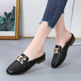 Breakj Metal Buckle Half Slippers Women's Spring New Lazy Women's Shoes Wearing Slippers Net Red Cold Drag Ins Trendy