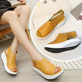 5 Styles Summer Women Sandals Platform Wedges Sandals Leather Swing Peep Toe Casual Shoes Women Walk Shoes Flats Size