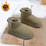 Breakj Bottom Snow Boots Women 2024 New Winter Add Velvet Versatile Warm Short Tube Casual Cotton Shoes Ankle Boots