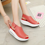 5 Styles Summer Women Sandals Platform Wedges Sandals Leather Swing Peep Toe Casual Shoes Women Walk Shoes Flats Size
