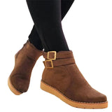 Breakj And Winter New Large-Size Women's Thick-Bottomed Boots Fashion Belt Buckle Decoration Round Head EVA