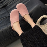 Vintage Sen Thick-Skin Shoes Women 2025 Spring New Height Lazy Round Velvet Muller
