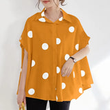 Women Casual Short Sleeve Polka Dot Blouse ZANZEA Elegant Turn Down Collar Shirt Summer Printed Oversize Tunic Tops Female