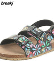 Summer Kids Beach Print Cork Sandals for Girls Boys Children Outdoor Casual Non-slip Flat with Cute Slide