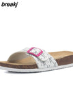 2023 New Fashion Summer Outside Cork Slipper Women Casual Beach Mixed Color Slides