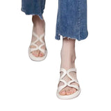 Breakj 2024 Summer New Cross Hollow Round Toe Roman Sandals Women After Trip Heels Women's