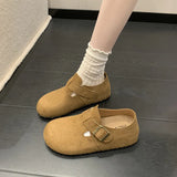 Breakj Round Head Boken Shoes Women's New Autumn Buckle Flat Shoes Casual Simple And Not Tired Women's