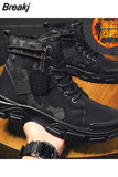 Shoes for Men 2023 Spring Fashion Lace Up Outdoor Male Booties Platform Desert Military Boots New Men's Ankle