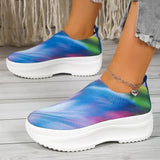 Mixed Color Knitted Sneakers Women 2023 New Slip On Platform Vulcanize Shoes Woman Plus Size Non Slip Walking Shoes