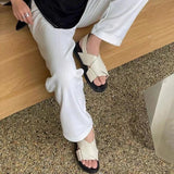 Size 35-44 Women Flats Sandals Buckle Strap Leather Platform Shoes For Women Designer Low Heels Sandalias