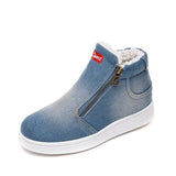 Boots Women Denim Snow Boots Platform Warm Fleeces High Top Ankle Boots For Women Flat Casual Shoes zapatos de