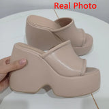 Dropship Brand New 2023 Summer Chunky Platform Wedges Women Slipper Mules Shoes Comfy Fashion Woman Shoes