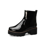Leather Punk Combat Boots for Women Candy Color Purple Yellow Chunky Thick