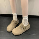 Breakj Round Head Boken Shoes Women's New Autumn Buckle Flat Shoes Casual Simple And Not Tired Women's