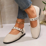 Breakj And Autumn 2025 New Mary Jane French Round Head Flat Bottom Wearing A Word Buckle Buckle Women's Single
