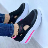 Size Platform Sneakers Women's 2022 Summer New Breathable Mesh Velcro Wedge Casual Sport Shoes Light Woman Vulcanize