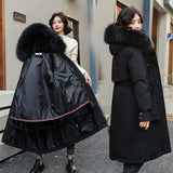 -30 Degrees Snow Wear Long Parkas Winter Jacket Women Fur Hooded Clothing Female Fur Lining Thick Winter Coat