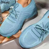 Women Sneakers Casual Shoes Comfortable Mesh Lace-Up Ladies Sport Shoes Wedges Chunky Women's Vulcanized Females Plus