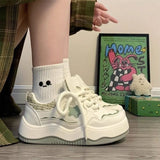 Breakj Little White Shoes Women's 2025 New Students Colling Colored Casual Women's Shoes Fashion Thick-Soled Sports Board