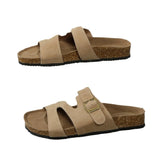 Breakj Large Imitation Cork Bottom Belt Buckle A Word Slippers Women Wear Hollow Thick Bottom Beach Cool