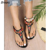 Women String Sandals Hot Sale Bead Casual Beach Shoes Sandals Summer Shoes 2023 Summer Beach Vintage Sandalias