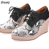 High Heels Women Wedges Shoes Serpentine Style Elegant Women Pumps Brand Ladies Wedge Heel 10cm Plus Size 42
