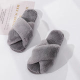 Women House Slippers Faux Fur Fashion Warm Shoes Woman Slip on Flats Female Slides Black Pink cozy home furry