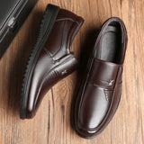Business Casual New Men's Leather Patent Leather Shoe Breathable Soft Bottom Middle-Aged and Elderly Dad Dress Shoes