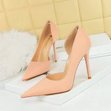 Breakj Korean Version Of Fashion Simple Pedicure Show Thin Heel Ultra High Heel Shallow Mouth Tip Side Hollow Out Single Shoes Women's High