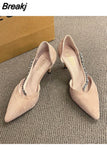 New Fashion Women Pointed Toe Dress Rhinestone Wedding Party Pumps Black Suede Sandal Crystal Embellished High Heels