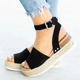 Breakj Yards Of Women's Sandals A Word Buckle Thick Bottom And High Heels Of Sandals Women Feel