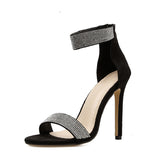 Breakj High Heel Sandals Women 2023 Summer Fine Heel Fashion Shoes Round Head Zipper Roman