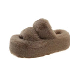 Breakj Tide Slew Soft 7Cm External Wear Hairy Slippers Women Flat-Bottom One-Word Drag Autumn New
