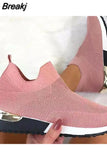 Shoes 2023 Breathable Mesh Platform Sneakers Solid Color Socks Shoes Tennis Casaual Sports Shoes Slip-On Zapatos