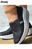Dropship Platform Wedges Woman Shoes 2023 New Sporty Sneakers Floral Embroidered Slip On Wedge Sneakers Comfy
