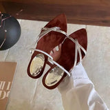 Breakj Holiday Roman Wind Two Wearing Sandals Word With Pointed Gold Fine Heel Shoes Outside Wearing Cool Slippers