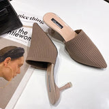 Breakj Spring And Summer New Sharp-Headed Slippers Women's High-Hees And Fashion Flying Woven Outside Wearing Cold