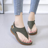 Summer Women Buckle Strap Sandals Casual Ladies Solid Clip Toe Shoes Thong Sandals Gladiator Footwear Wedges