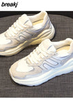 Size 35-40 Women Sneakers Ins Fashion Platform High Heels Shoes Woman Real Leather 2023 Spring Casual Lady