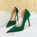 Breakj Korean Version Of Fashion Simple Pedicure Show Thin Heel Ultra High Heel Shallow Mouth Tip Side Hollow Out Single Shoes Women's High